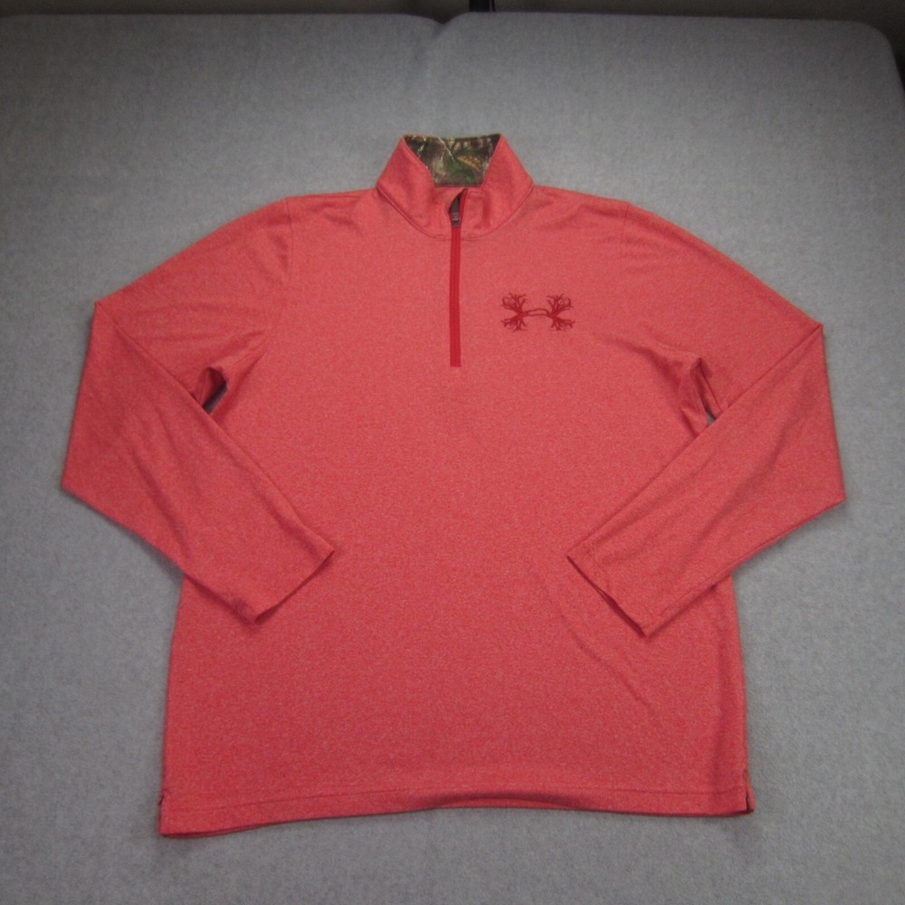 Under‎ Armour 1/4 Zip Pullover Mens Large Heather Red Borderland Loose HeatGear